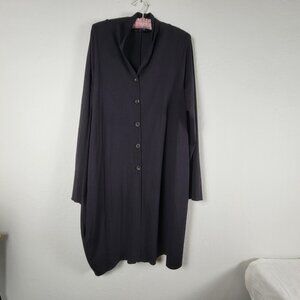 Oska Women's Button Front Long Sleeve V-Neck Casual Shirt Dress Black Size 2